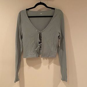 Tie front cropped shirt